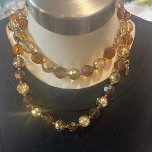 Joan Rivers Amber and Gold Beaded Necklace